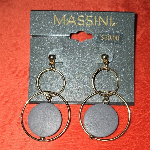 Massini Jewelry - Massini Gold and Grey Double Circle Earrings